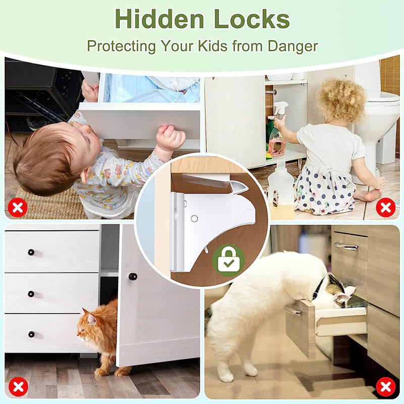 Magnetic Cabinet Locks (4 Locks + 1 Key)